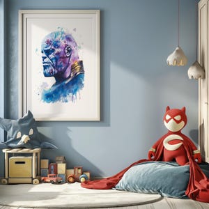 Thanos Watercolor Profile Print, Boy Bedroom Decor, Kids Digital Wall Art, Thanos Wall art