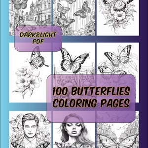100 Butterflies Coloring Pages, Butterflies Around The World Coloring Sheets, Grayscale Butterfly Coloring Book