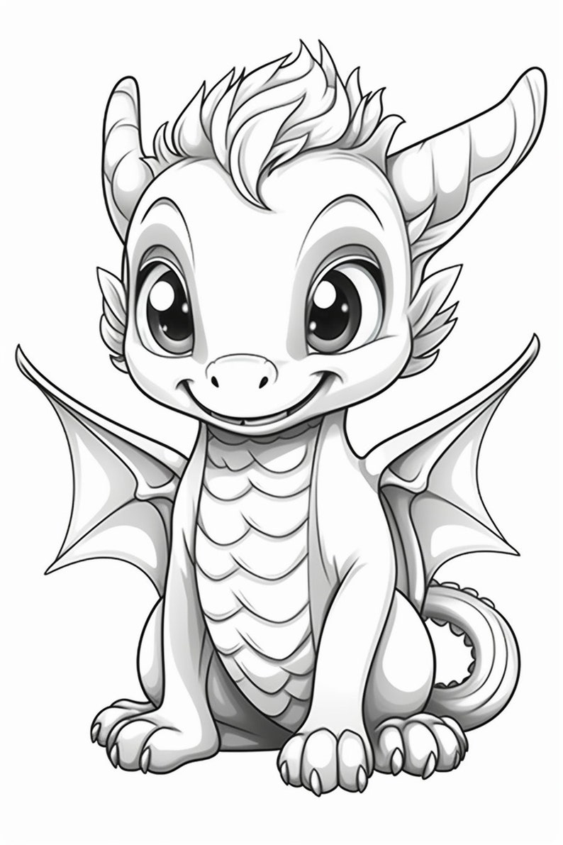 45 Cute Fantasy Dragons Coloring Pages for Kids, Funny Little Dragons ...