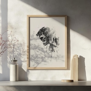 Black and White The Hulk Watercolor Profile Print, Boy Bedroom Decor, Kids Digital Wall Art, Hulk Wall art, Avengers Wall Art