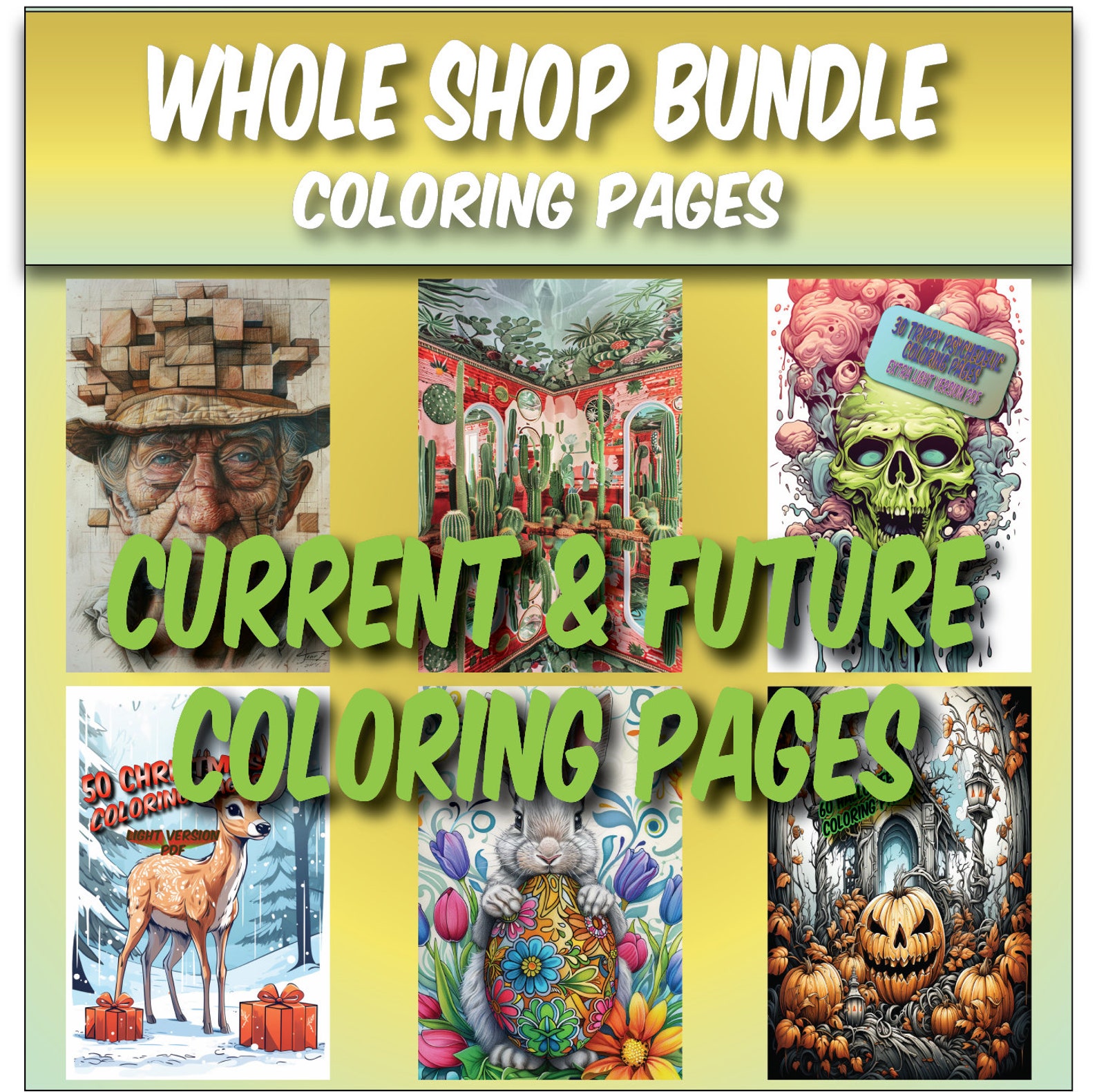 Whole Shop Bundle Coloring Pages - Instant Download - Grayscale ...