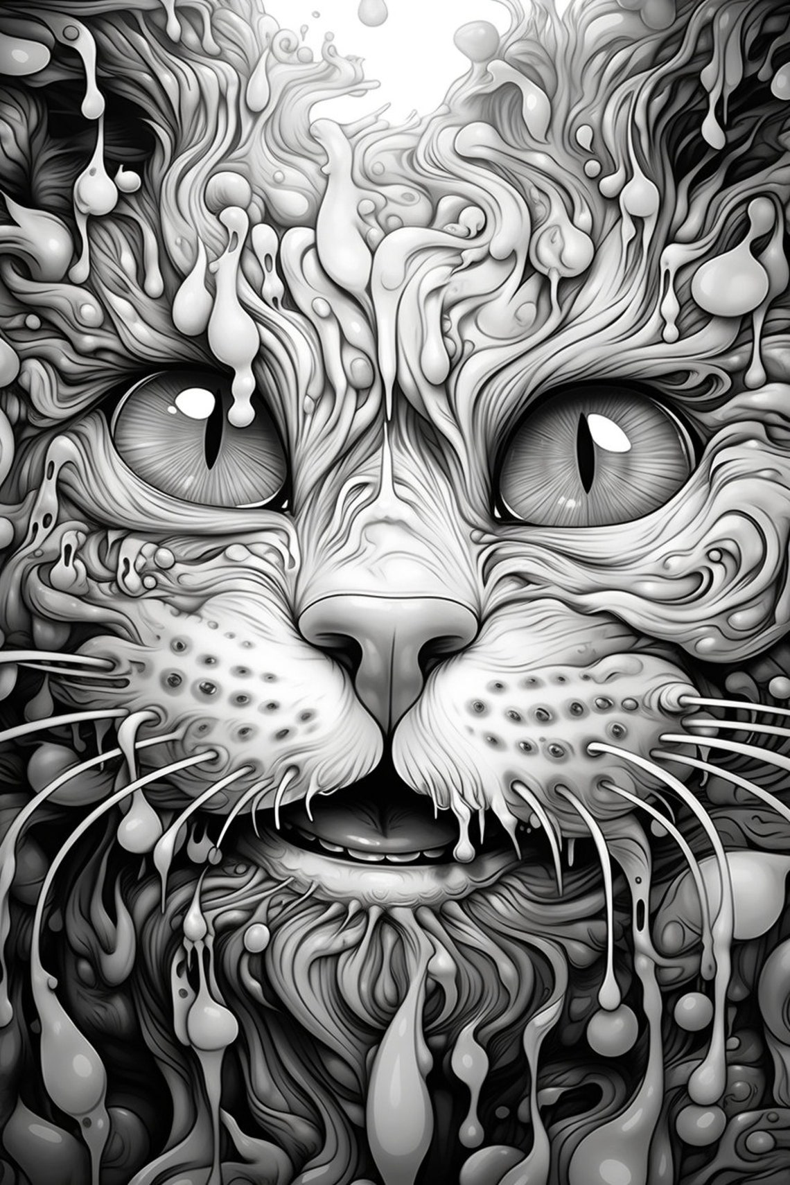 45 Trippy Psychedelic Coloring Pages for Adults, Dripping Faces ...