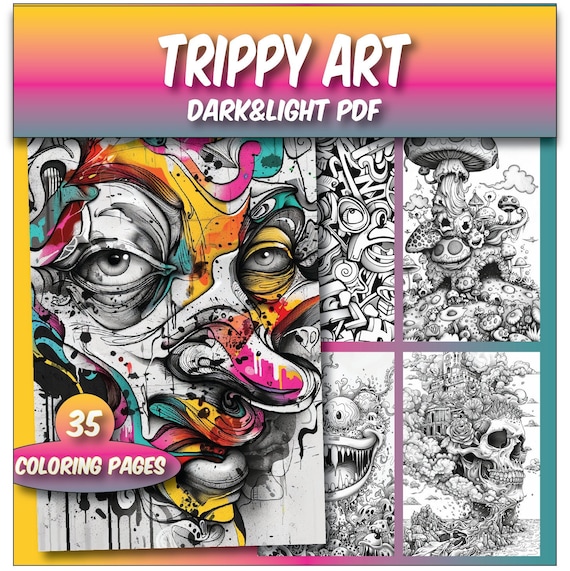 35 Trippy Art Coloring Pages for adults, Trippy Coloring Sheets,Trippy  Coloring Book, Psychedelic Grayscale Coloring Pages