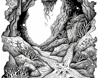 40 Sea Creatures Coloring Pages, Sea Animals coloring sheets,adults coloring pages ,sea animal kids coloring book