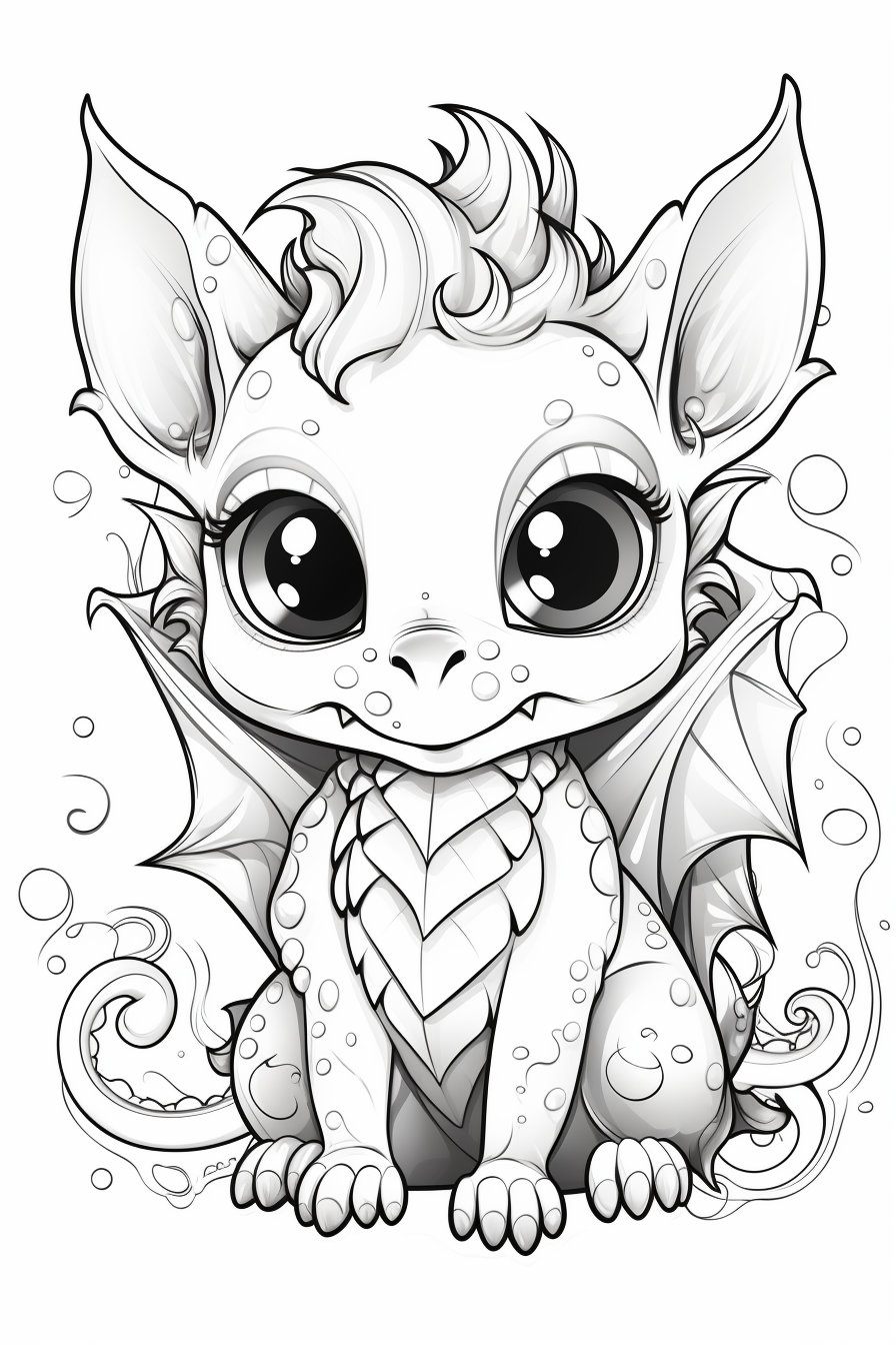 45 Fantasy Dragons Coloring Pages for Kids, Funny Little Dragons