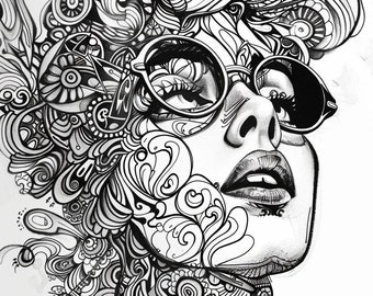 35 páginas para colorear de mujeres alucinantes: 35 páginas para colorear de mujeres, libro para colorear de descarga instantánea, hojas para colorear divertidas, PDF imprimible