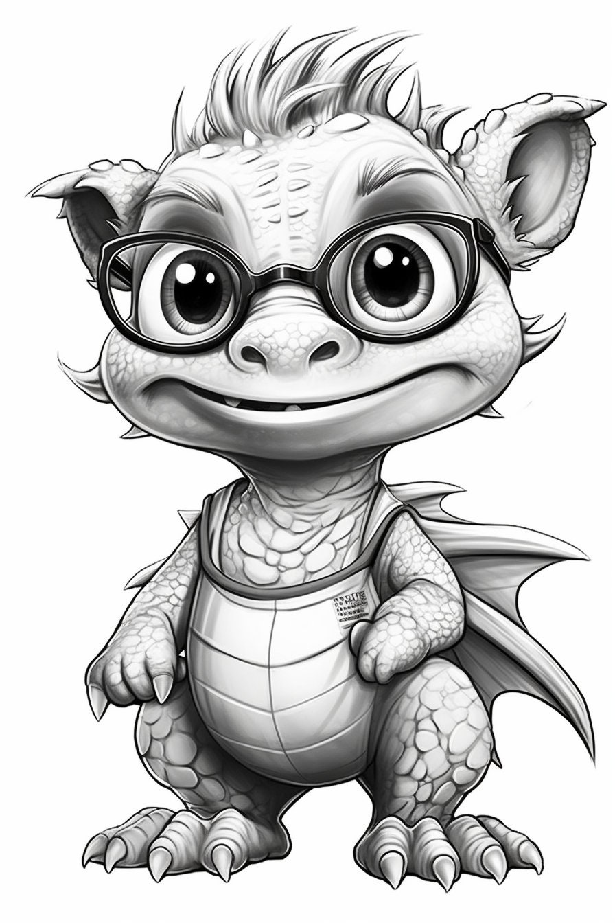 45 Fantasy Dragons Coloring Pages for kids, funny little dragons coloring sheets,fantasy adults coloring book,stress relief coloring pages