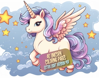 40 Unicorn coloring pages, fantasy unicorn coloring sheets,fantasy coloring book, unicorn  coloring book