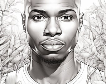 50 Handsome Men Coloring Pages, man portrait grayscale coloring sheets,adults coloring book,instant download printable pdf