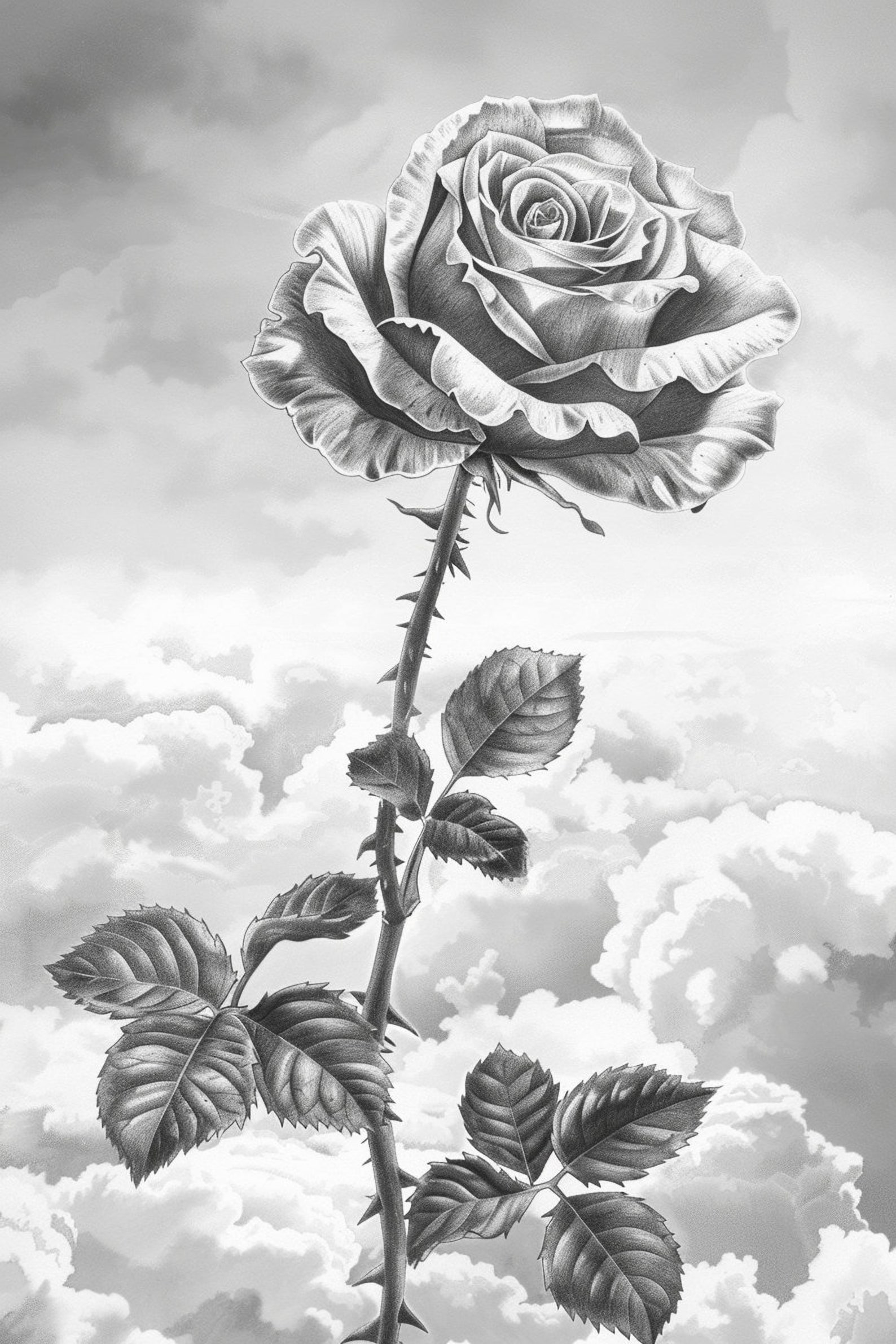 40 Rose Garden Coloring Pages for Kids and Adults Grayscale PDF Instant