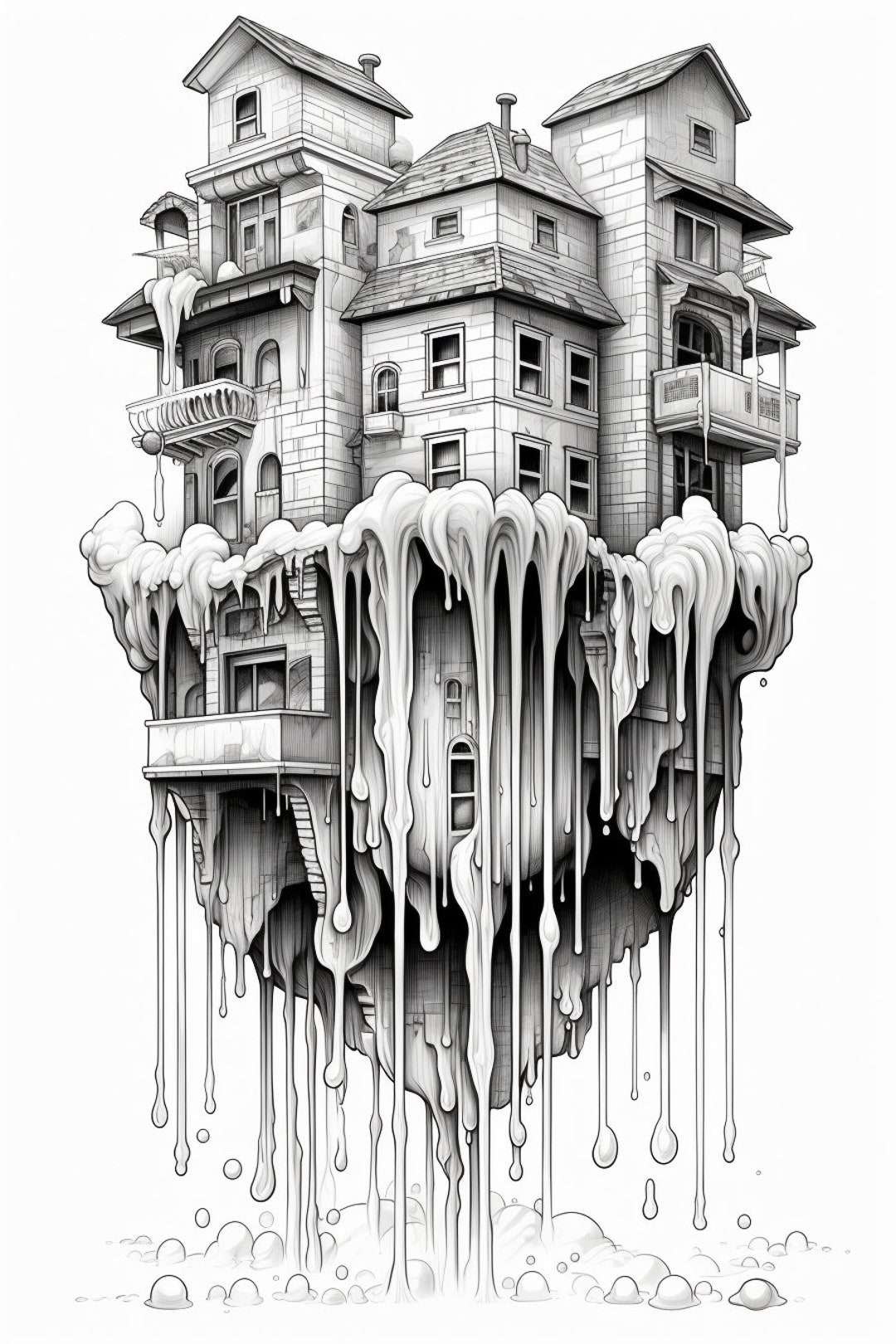 45 Trippy Psychedelic Coloring Pages for Adults, Dripping Faces