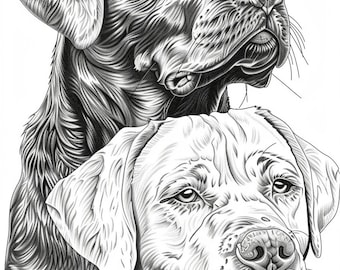 45 lindas páginas para colorear de perros, hojas para colorear de animales, libro para colorear de perros en escala de grises para niños y adultos, descarga instantánea, libro para colorear de mascotas