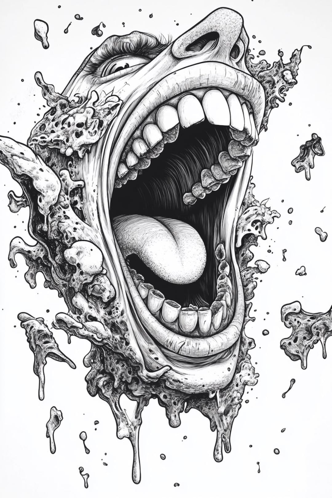 45 Surreal Body Parts in the Sky Coloring Pages for Adults,trippy ...