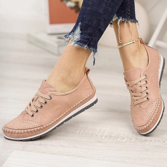 Damessneakers handgemaakte schoenen leren sneakers comfortabele