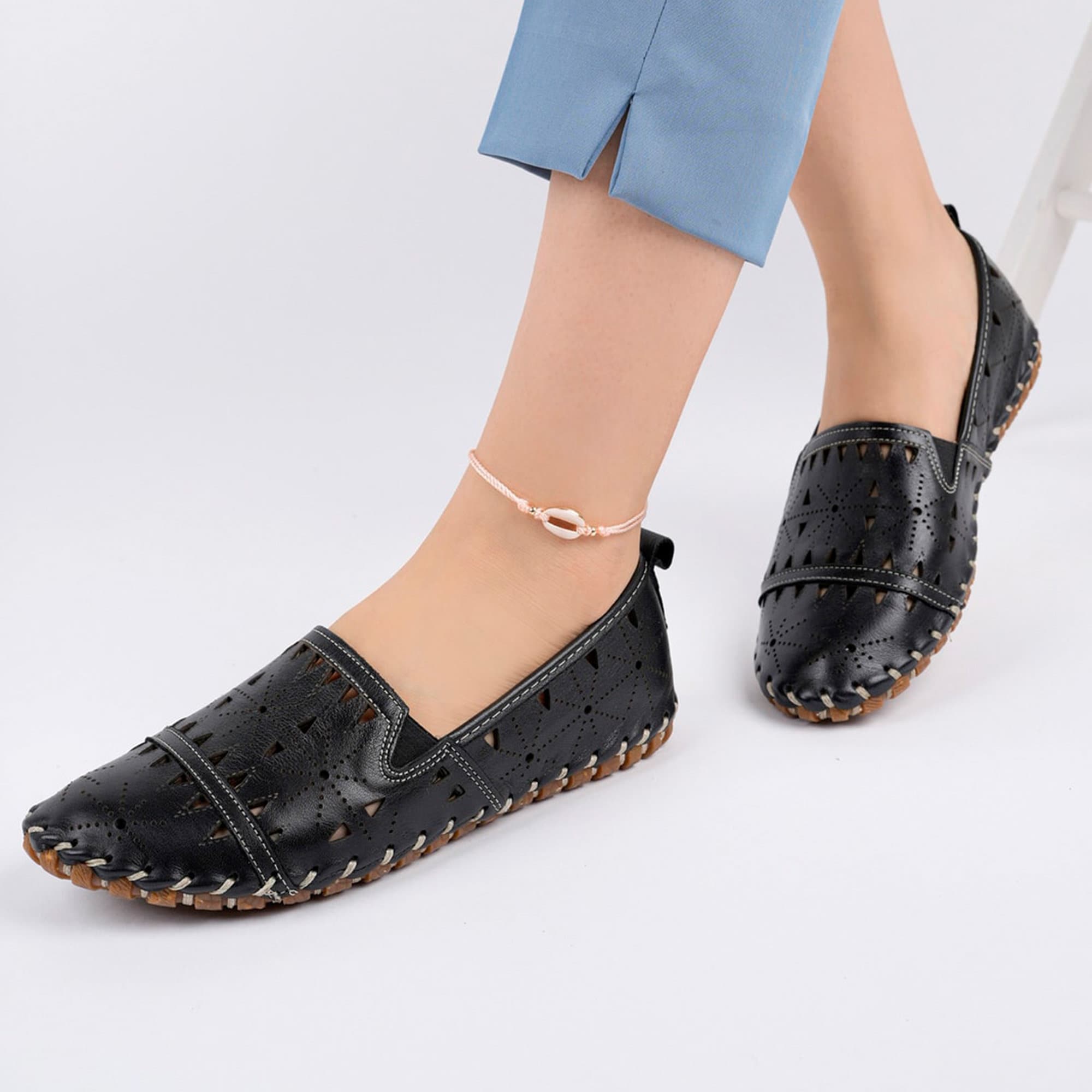 Georgia Cut Out Leather Flats