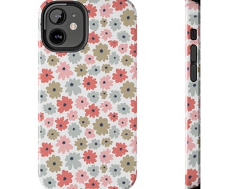 Retro Floral Pattern iPhone Case, Impact Resistant