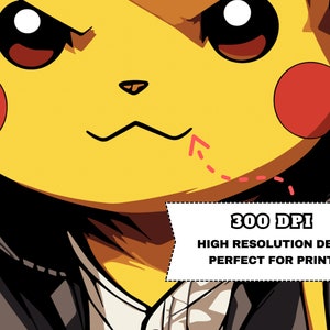 May include: A yellow cartoon character with red cheeks and angry eyes. The character is wearing a black hooded jacket. The text "300 DPI HIGH RESOLUTION DETAILS PERFECT FOR PRINTING" is in a white box with a black outline.