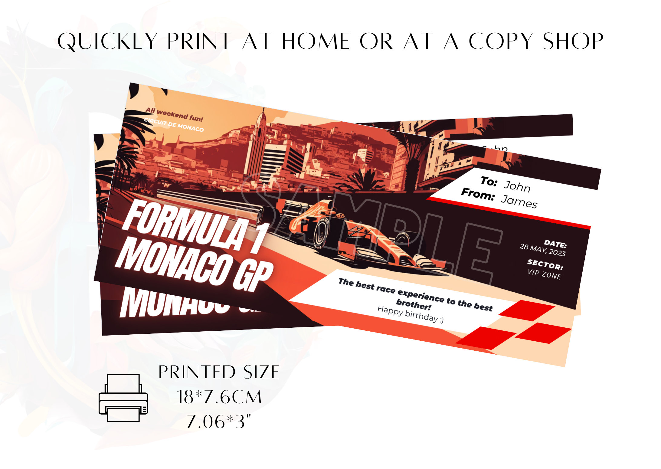 Editable Formula 1 Ticket Monaco F1 Grand Prix Custom F1 Digital