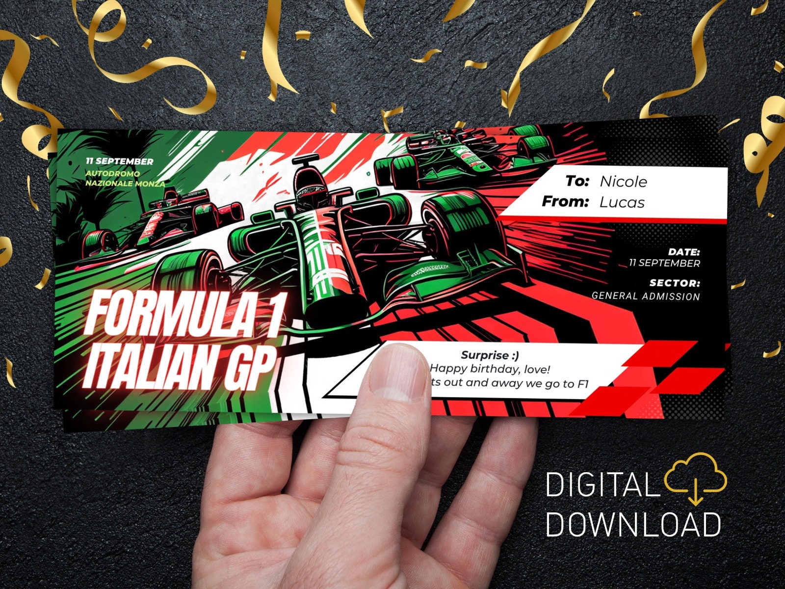 Editable Formula 1 Ticket F1 Italian Grand Prix Custom F1 Digital