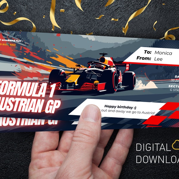 F1 Printable Ticket Etsy Australia