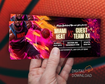 Digital Basketball ticket Canva template