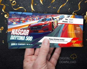 Editable Nascar Race Ticket: Surprise Gift Template (Digital Download)