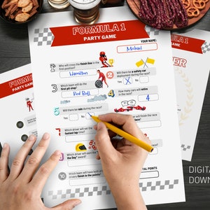 Formula Game | Race Watch Party Game | Guess the Outcome of the race | Printable Party Trivia | Formula Party entertainment