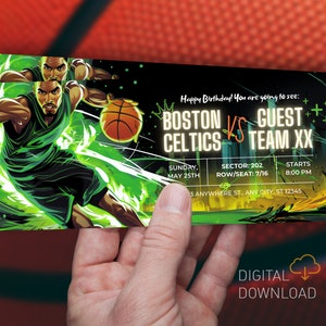 Basketball Karte | Benutzerdefinierte Basketball-Spielkarte | Bearbeitbares Basketball Überraschungsticket | Sport Fan Spiel Geschenk | Digitale Basketball-Karte