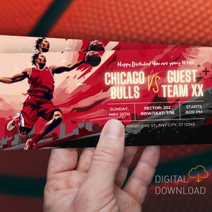 Basketball Karte | Benutzerdefinierte Basketball-Spielkarte | Bearbeitbares Basketball Überraschungsticket | Sport Fan Spiel Geschenk | Digitale Basketball-Karte