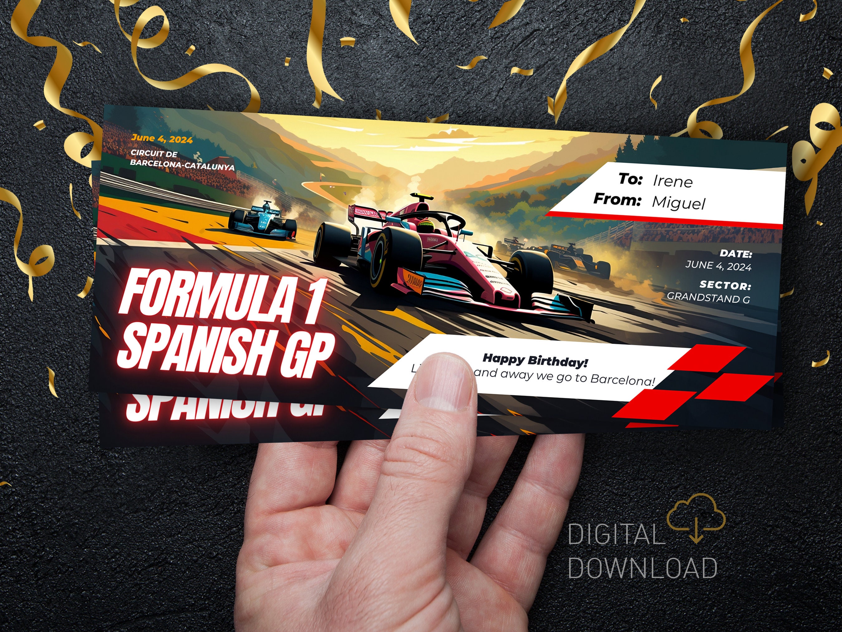 Editable Formula Ticket Barcelona Race Custom Spanish Gp Digital