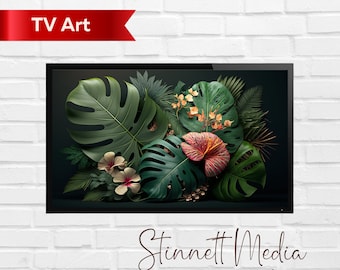 Tropical Plant Collage for Roku TV Art – Amazon Fire – Amazon Echo Show and More – Liven Up Your Screen!