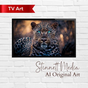 African Leopard TV Art - AI-Generated Art - Exotic Wildlife Home Décor - Digital Download - Unique Living Room Centerpiece
