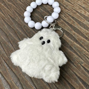 Mini plush ghost bracelet keychain