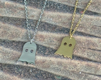 Stainless Steel Ghost Necklace - Gold or Silver tone