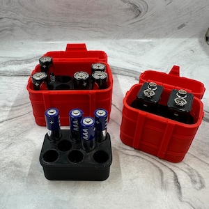Battery Box - AAA, AA and/or 9V in Red