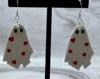 Cute Ghost Love Heart Valentine Halloween Earrings