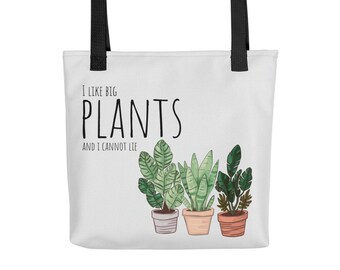 I Like Big Plants Tote Bag - Funny Plant Lover Gift - Green Thumb Tumbler - Botanical Tumbler - Gardeners' Gift - Plant Lady Tote Bag