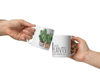 I Like Big Plants Mug - Divertente regalo per gli amanti delle piante - Tazza da caffè con pollice verde - Tazza da tè botanica - Regalo dei giardinieri - Tazza da donna delle piante