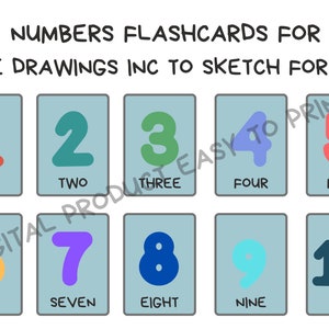 Numbers flashcards for kids  (free drawing included)