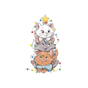Kerstaristokatten png, kerstverlichting png, Marie png, kerstmis marie, kerstkat png, Marie shirt png, schattige kat png, digitaal bestand