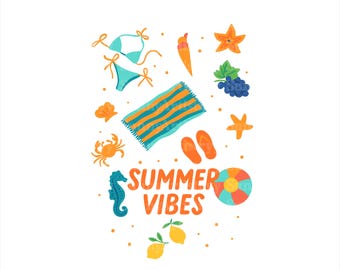 Summer Vibes PNG, Checkered Summer PNG, Retro Summer Png, Beach Png, Hello Summer Png, Summer Girly Png, Retro Floral Summer Png, Cricut