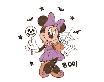 Ratinho de Halloween e seus amigos Minnie PNG SVG, Minnie Mouse Svg, Halloween Digital, Minnie de Halloween PNG, Camiseta de Halloween, Arquivo Digital
