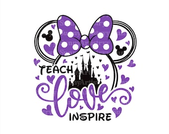 Teacher Love Inspire Mouse Ear Png Svg, Back To School Png Svg, 1st Day Of School Png, Teacher Png, Teachers' Day Png, Teacher Gift Png Svg