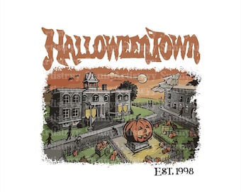 vintage Halloween Town Est 1998 Png, Halloweentown Png, citrouille Halloweentown Png, Halloween Png, Halloweentown Est 1998, chemise design, numérique