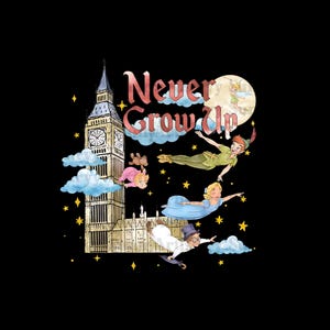 Peter Pan Png, Never Grow Up Png, Peter Pan Characters Png, Shirt Png, Peter Pan Clipart, Retro Peter Pan Png, Peter Pan Birthday Png