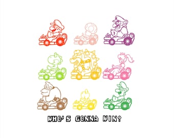 Quem Vai Ganhar? PNG, Super Mario Kart SVG, Super Mario PNG, Mario Combinando SVG, Família Mario PNG, Peach Bowser Yoshi Toad Luigi Donkey Kong
