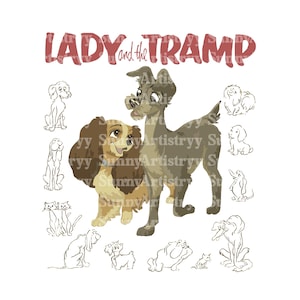 Lady and Tramp Dogs Png, Cute Dogs PNG, Lady and Tramp Svg, Lady and Tramp Png, Lady and Tramp Sublimation, Digital File, Instant Download