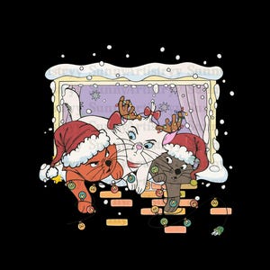 Kerst aristokatten png, kerstverlichting SVG, Marie SVG, kerstmis Marie, kerst kat png, Marie shirt SVG, schattige kat png, digitaal bestand