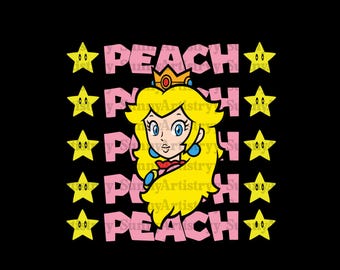 Princesa Peach SVG, Princesa Peach PNG, Diseño para camiseta, Super Mario SVG, Diseño Super Mario PNG, Super Mario SVG, Cricut