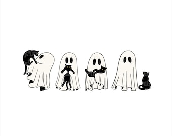 Retro Halloween Cat Ghost PngSVG, Girly Halloween Png, Fall Png, Halloween Png, Spooky Digital, Pumpkin Halloween, Spooky Mama png, cricut